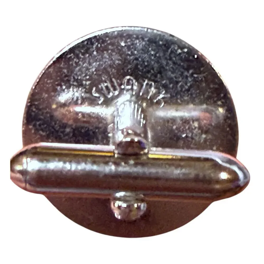 Vintage Swank Cufflinks Mens Silver Tone MCM Speckled Dark Glass Jewel